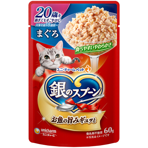 銀のｽﾌﾟｰﾝ ﾊﾟｳﾁ(ｳｪｯﾄ) 20歳を過ぎても まぐろ 60g 1ｾｯﾄ(16ﾊﾟｯｸ)画像