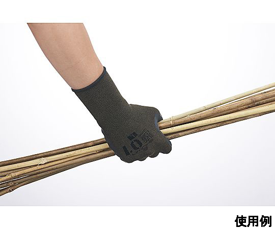 [L] 手袋(ナイロン・ポリエステル/天然ゴムコート/OD) 鮮やかな緑色の手袋が横方向から見える状態
