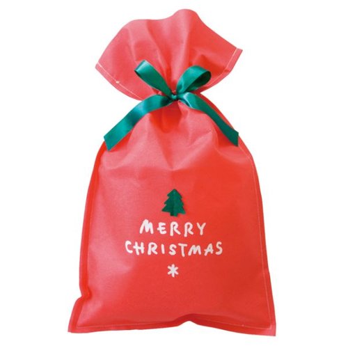 エコバッグ シンプルクリスマス レッド 不織布バッグ-M(10枚) ヘッズ画像