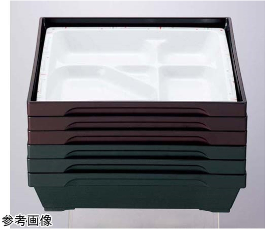 8.5 寸旬彩弁当（身・蓋） グリーン/内黒 40個入 鮮やかなグリーンの蓋が特徴的な弁当容器の側面が見える状態