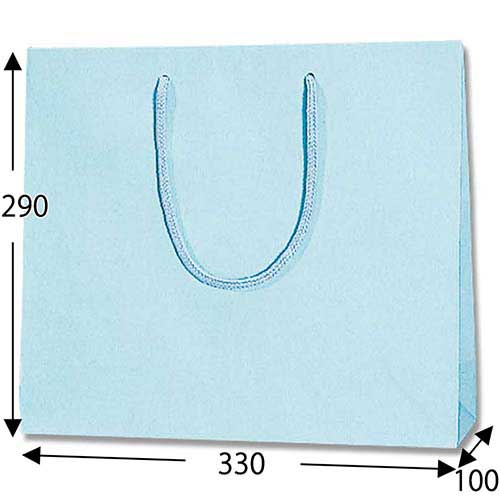 マットな塗工タイプで水色の手提げ紙袋