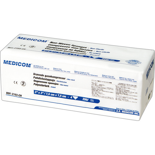 ﾒﾃﾞｨｺﾑ 不織布ｶﾞｰｾﾞ 7.5×7.5cm 4PLY(4枚重ね) 1ﾊﾟｯｸ(200枚)