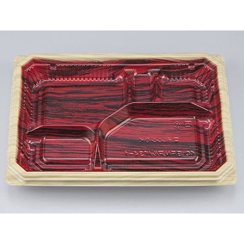 シーピー化成 弁当容器 BFNアルバ34-1 和もく赤 本体 発泡画像