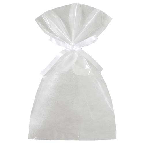 ソフトバッグクリア 2穴リボン巾着 S4 白画像