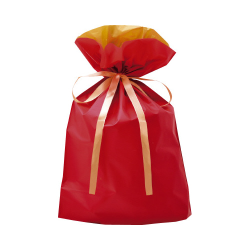 巾着袋　レッド　３１０×４３０＋１２０　１Ｐ