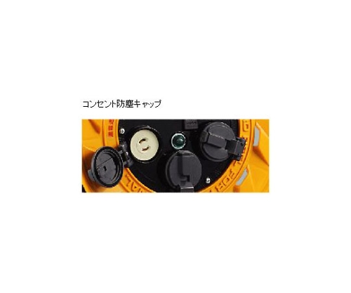 コードリール 100V ソフトンVCT 30M 黒いリールがスタンド上に置かれ、ケーブルが広がっている様子