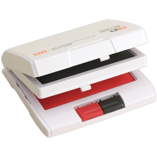 瞬乾2段式ﾜﾝﾀｯﾁｽﾀﾝﾌﾟ台 中形 黒/赤 1個