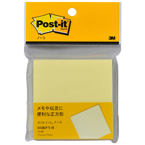 ﾎﾟｽﾄ･ｲｯﾄ ﾉｰﾄ 再生紙 75×75mm ｲｴﾛｰ 1ｾｯﾄ(10冊)画像