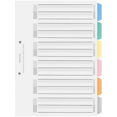 カラー仕切カードＰＰ　Ａ４縦　６山　５組