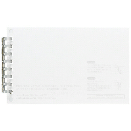 ｵｰﾌﾟﾝﾘﾝｸﾞﾉｰﾄ ﾒﾓLｻｲｽﾞ 8穴 5mm方眼罫 ﾘｰﾌ40枚付属 ｸﾘﾔｰ 1冊画像