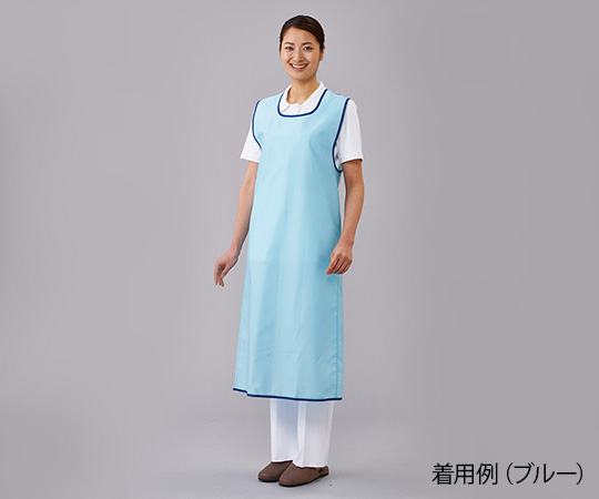 入浴介助エプロン （面ファスナータイプ） ブルー／ M画像