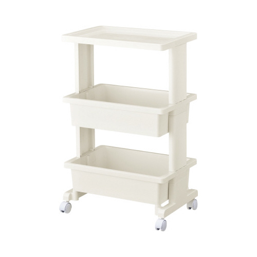 リセスタイル　テーブルワゴン３段ホワイト画像