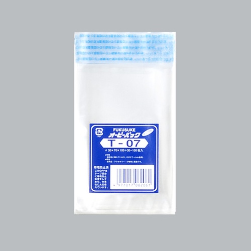 福助工業 テープ有 OPP袋 オーピーパック テープ付 T-07 100枚入画像