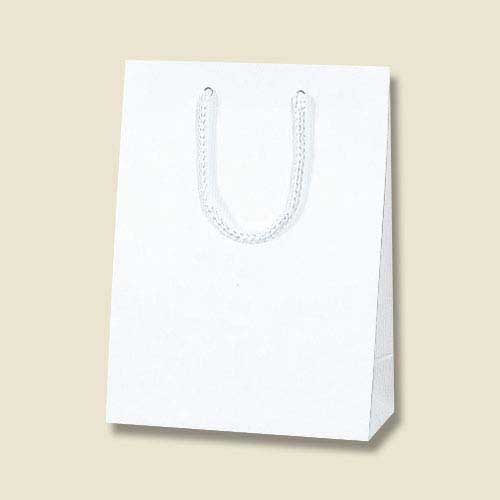 手提げ紙袋（白 ストライプエンボス・ポリエステル紐・幅120×マチ70×高さ165mm）画像