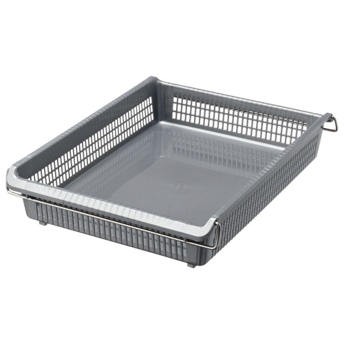 ｽﾀｯｸﾄﾚｰﾒﾀﾙﾊﾝﾄﾞﾙ付 浅型小 ｸﾞﾚｰ 1個画像