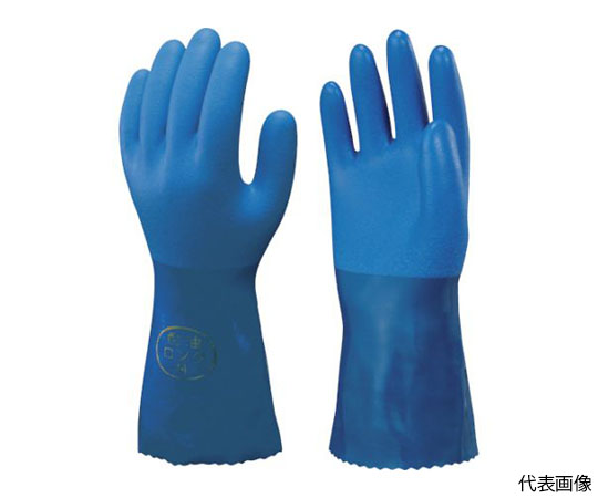 塩化ビニール手袋 まとめ買い 簡易包装耐油ロングビニローブ 1Pk（袋）10双 ブルー LLサイズ画像