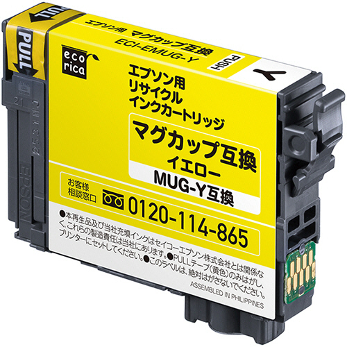 ﾘｻｲｸﾙｲﾝｸｶｰﾄﾘｯｼﾞ ｲｴﾛｰ(染料) [ｴﾌﾟｿﾝ:MUG-Y/ﾏｸﾞｶｯﾌﾟ互換] 1個画像