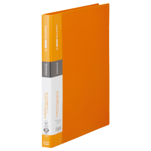 ｼﾝﾌﾟﾘｰｽﾞ ｸﾘｱｰﾌｧｲﾙ差し替え式 A4ﾀﾃ 30穴 15ﾎﾟｹｯﾄ付属 背幅25mm ｵﾚﾝｼﾞ 1冊画像