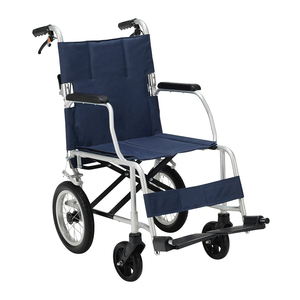 介助車いす　（介助式／アルミ製／背折れタイプ／紺）