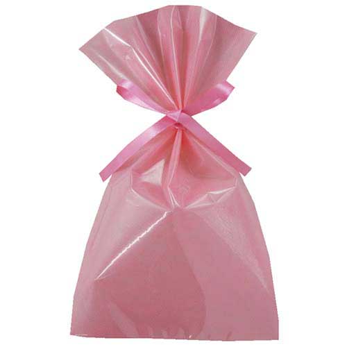 ソフトバッグクリア 2穴リボン巾着 S4 ピーチピンク画像