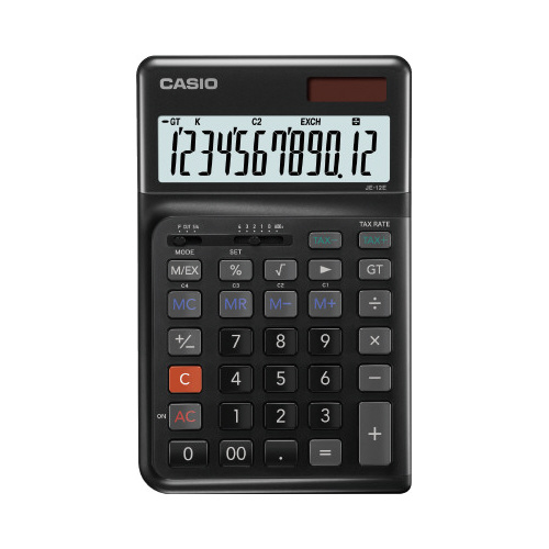カシオ人間工学電卓　JE-12D-BK(ブラック)画像