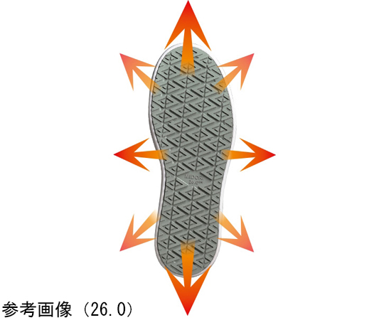 JSAA A種認定 先芯入り超耐滑作業靴 ハイグリップ・ザ・フォース ブラック 23.0cm 側面から見たシューズのデザインと滑り止めソールの様子