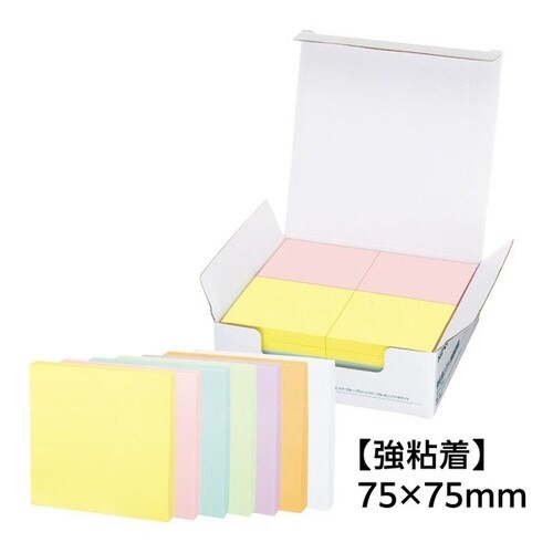 強粘着ふせん　Ｋ２　７５×７５　パステル混色２０冊画像