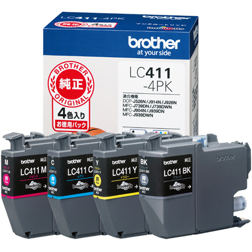 ｲﾝｸｶｰﾄﾘｯｼﾞ 4色ﾊﾟｯｸ LC411-4PK 1箱(4個:各色1個)