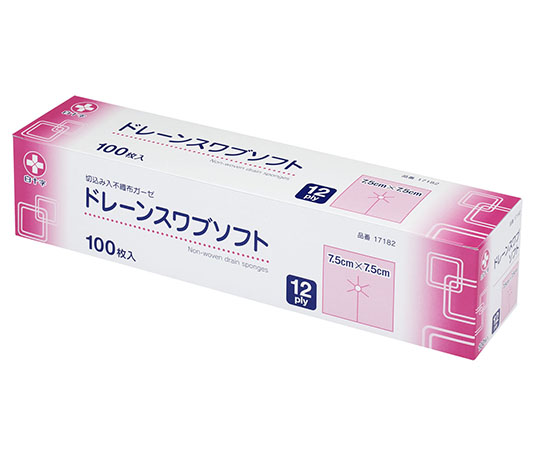 ドレーンスワブソフト　12ply　7.5×7.5cm　100枚入