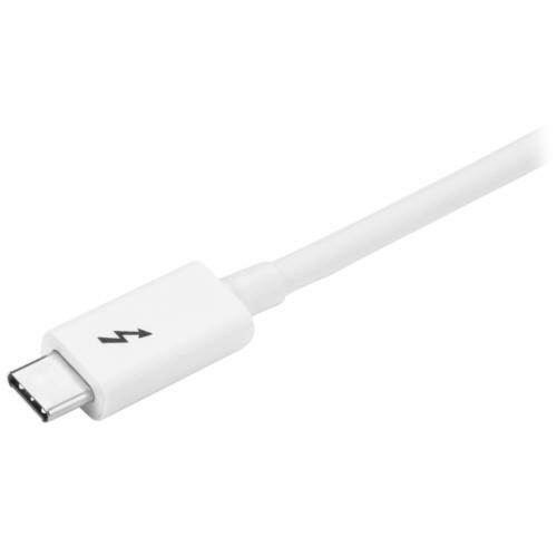 Thunderbolt　3　(20Gbps)　USB-Cケーブル　1m　ホワイト　1本 表面が滑らかな白いケーブルが丸まっている様子