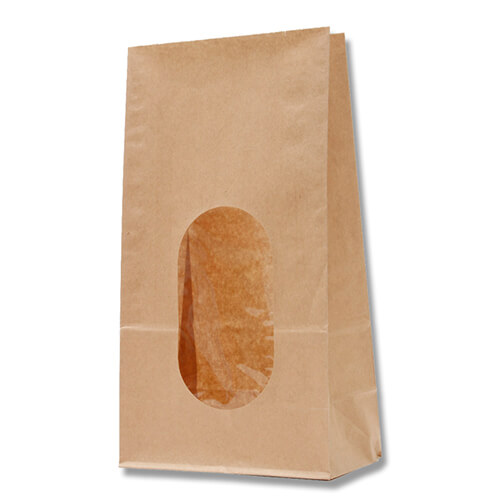 角底袋（窓付き・茶幅150×マチ90×高280mm)画像