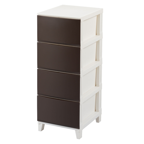 チェスト タンス 4段 幅34×奥行42×高さ88cm ルームスシェード ブラウン画像