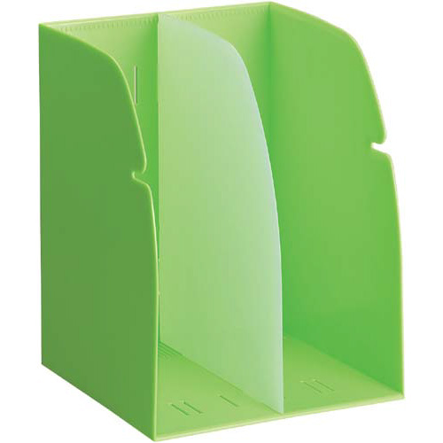 ブックスタンド２仕切　黄緑　８セット画像