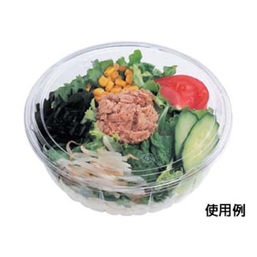 冷麺容器 AP-ボウル大深 本体 エフピコ 透明な大きなボウルに盛られた冷麺の様子