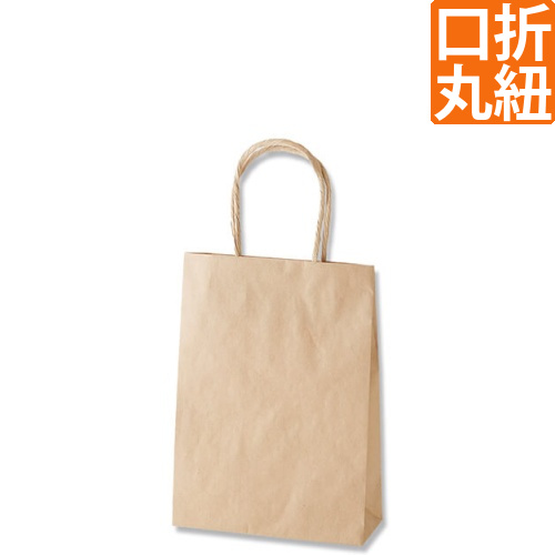 手提げ紙袋（茶・口折丸紐・幅180×マチ70×高さ250mm）