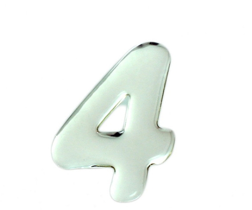 シルバーメタル文字 4 60mm×1mm