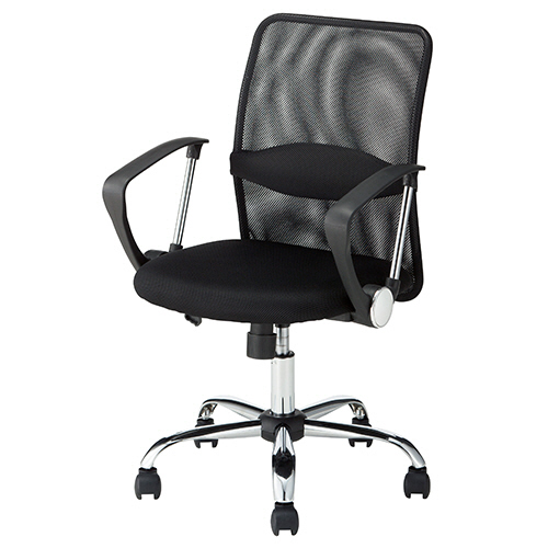 ﾒｯｼｭﾊﾞｯｸﾁｪｱｰ ﾁｪｲｻｰ ﾛｰﾊﾞｯｸ 肘付 ﾌﾞﾗｯｸ 1脚画像