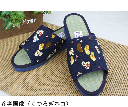 藍染め　和柄　たたみサンダル　くつろぎネコ　Lサイズ　20個入 伝統的な藍染めの和柄が施されたサンダルが整然と並ぶ状態