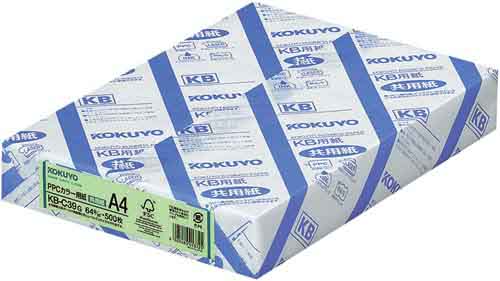 ＰＰＣカラー用紙共用紙ＦＳＣ認証Ａ４　５００枚　緑画像