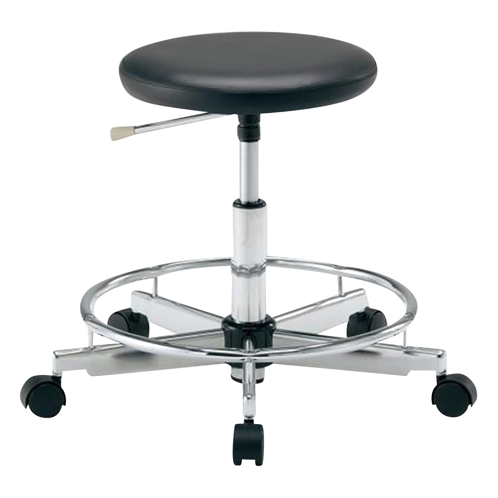 クリーンカラフルラウンドチェア（クラス100対応）　足掛リング有り　ブラック画像