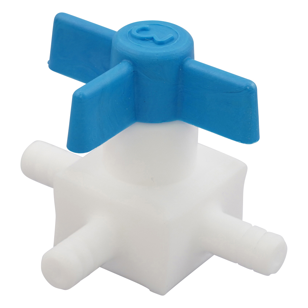 フッ素樹脂製三方コック(差し込み止)