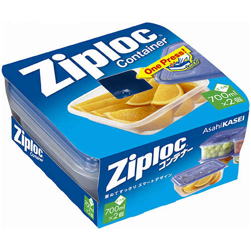 ｼﾞｯﾌﾟﾛｯｸ ｺﾝﾃﾅｰ 正方形 700mL 1ﾊﾟｯｸ(2個)画像