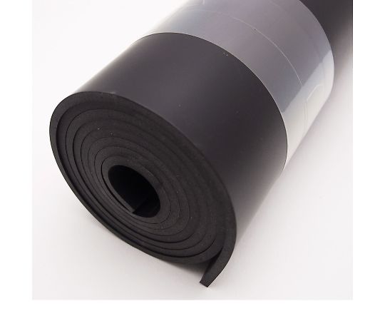 ゴムシート　3mm×200mm×1m 全体が平らな状態で、ダークカラーの表面が広がっている様子