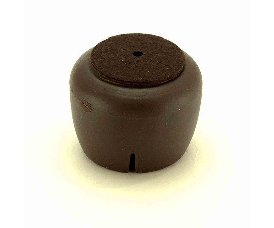 ワイドフェルトキャップ　丸脚用　32-45mm　濃茶 丸脚にフィットした濃茶のフェルトキャップが側面から見える状態