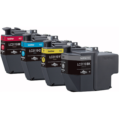 ｲﾝｸｶｰﾄﾘｯｼﾞ 4色ﾊﾟｯｸ 大容量 LC3119-4PK 1箱(4個:各色1個)画像