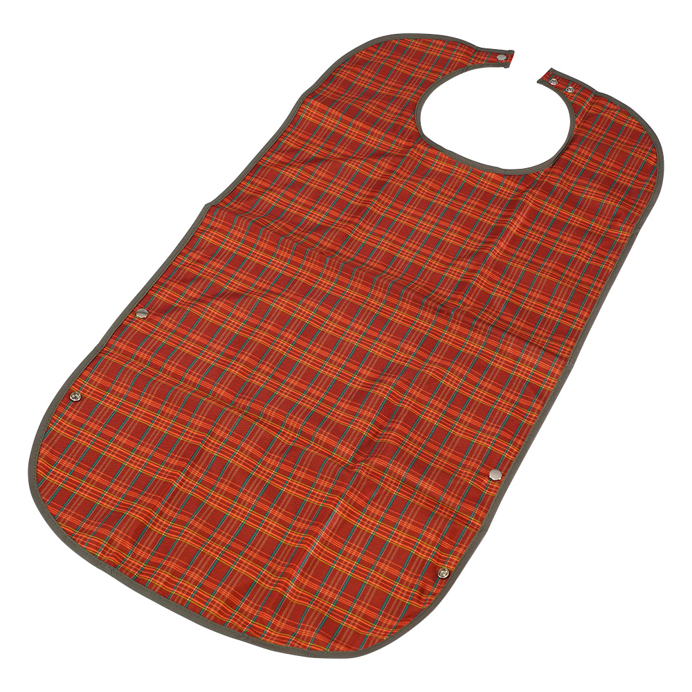 食事用エプロン ソフラピレンチェック2WAYタイプ オレンジ画像
