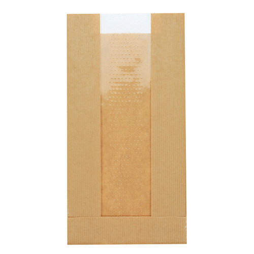 食品袋 窓付ｶﾞｾﾞｯﾄﾊﾟｯｸ 12-23 筋入無地ｸﾗﾌﾄ 1ｾｯﾄ(2400枚:100枚×24ﾊﾟｯｸ)画像