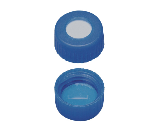 シリコン/PTFE　セプタム付キャップ　スリット入　青　白/青　1000個入