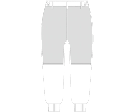 男性用 混入だいきらい 横ゴム・裾口ジャージパンツ （ポケット後加工）サックス 3L 明るい色合いで、ウエスト部分がゴム素材の裾口がすぼまったジャージパンツが広げられている様子