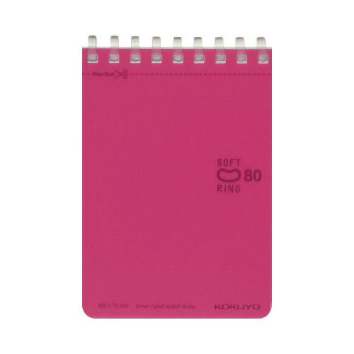 ソフトリングメモ　ドット入Ｂ罫Ａ７　８０枚ピンク画像